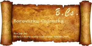 Borovszky Csinszka névjegykártya